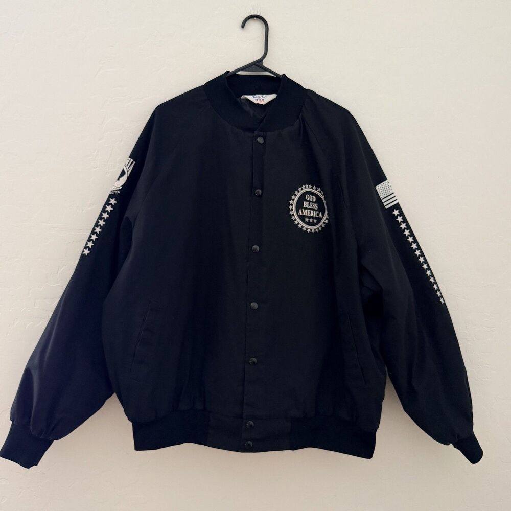 Vintage WestArk USA 3XL POW MIA Eagle Quilted Lined Bomber Jacket Made USA